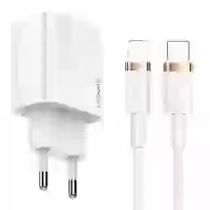 Мережевий зарядний пристрій Usams T34 PD/QC 20W USB-C White with USB-C to Lightning Cable (T49OCLN01) 