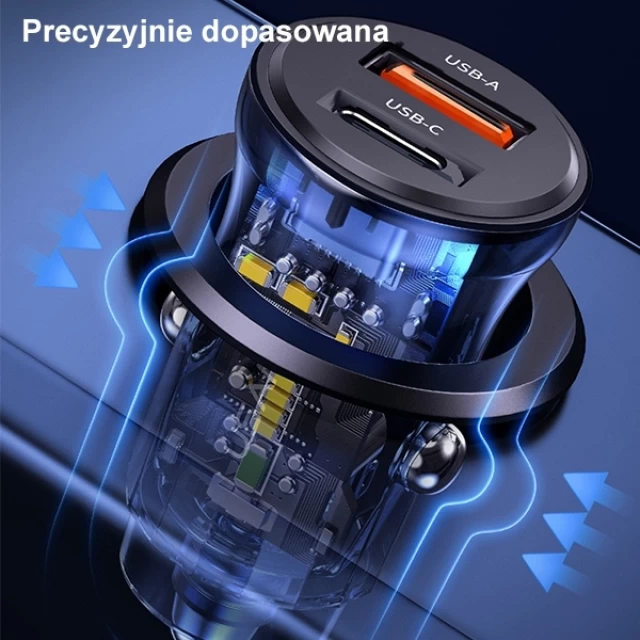 Автомобильное зарядное устройство Usams US-CC164 C32 PD/QC 30W USB-C | USB-A Black (CC164CC01)