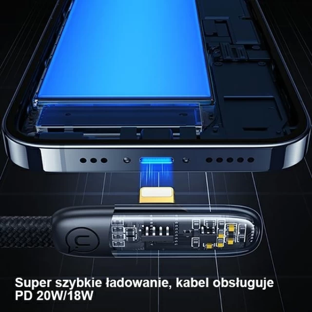 Кабель Usams US-SJ583 Iceflake PD/FC USB-C to Lightning 20W 1.2m Black (SJ583USB01)