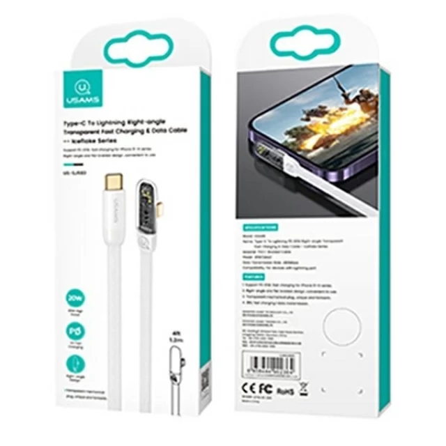 Кабель Usams US-SJ583 Iceflake PD/FC USB-C to Lightning 20W 1.2m White (SJ583USB02)