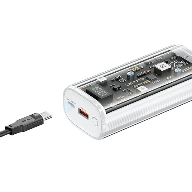 Портативное зарядное устройство Usams Powerbank 20W 9000mAh Dual-Port QC/PD/FC  Transparent Black (10KCD18901)