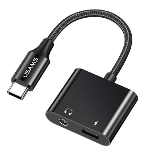 Адаптер Usams AU15 USB-C to USB-C/3.5mm 60W Black (SJ598YPTC01)