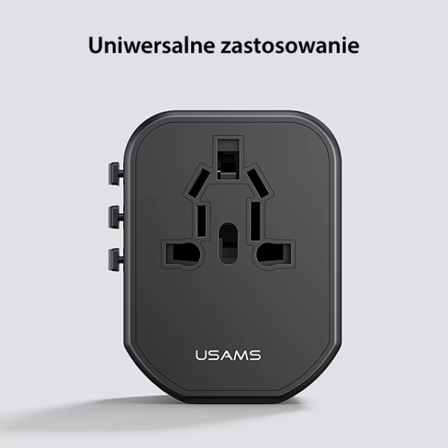 Сетевое зарядное устройство Usams US-CC179 T59 PD/QC US/AU/EU/UK 20W 2xUSB-A Black (CC179TC01)