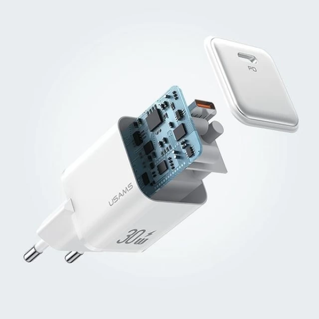 Мережевий зарядний пристрій Usams US-CC186 X-ron Series PD 30W USB-C White (CC186TC02)