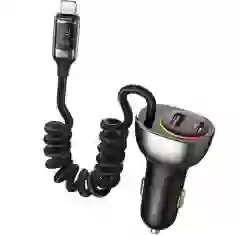 Автомобильное зарядное устройство Usams US-CC193 C37 PD/QC 60W USB-A | USB-C Black with Ligtning Cable (CC193CC01)