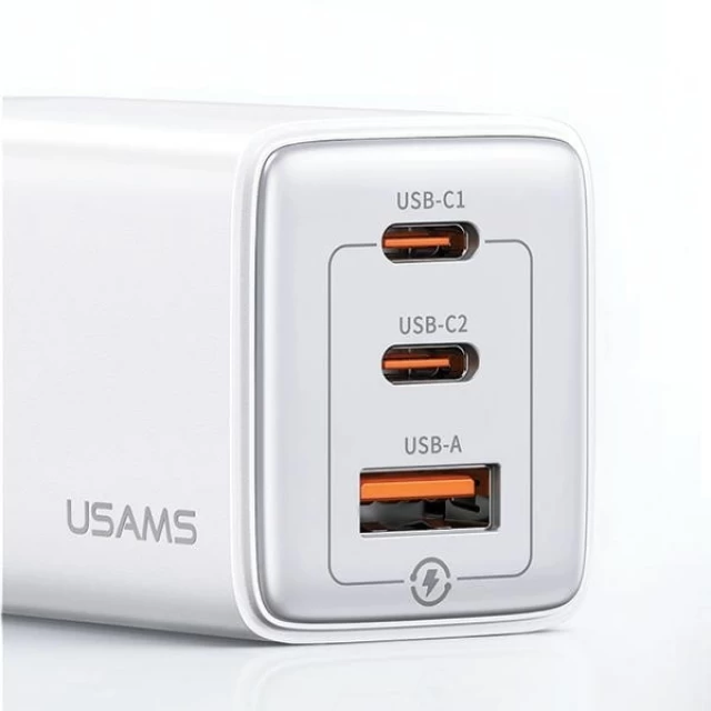 Сетевое зарядное устройство Usams US-CC180 Sandru Series PD/FC/QC 65W 2xUSB-C | USB-A Black (CC180TC01)