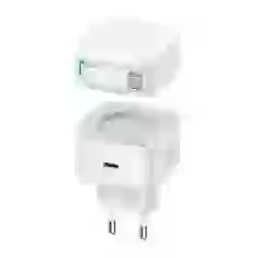Мережевий зарядний пристрій Usams US-CC202 GaN PD/QC 35W USB-C White with USB-C Cable (CC202TC02)