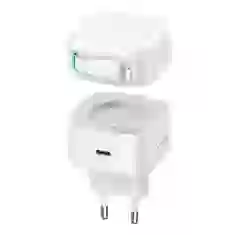 Мережевий зарядний пристрій Usams US-CC209 GaN PD/QC 35W USB-C White with Lightning Cable (CC209TC02)