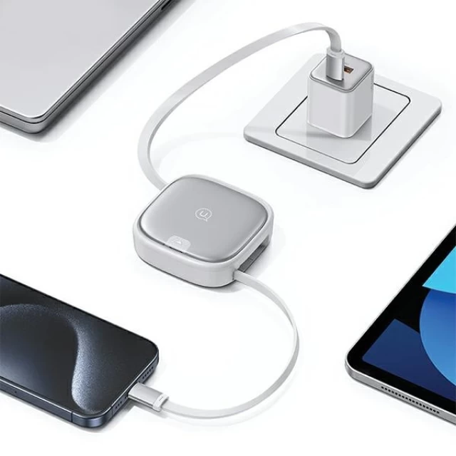 Кабель Usams US-SJ650 Pocket 3-in-1 USB-A/USB-C/Lightning/Micro-USB 60W 90cm Silver (SJ650USB02)