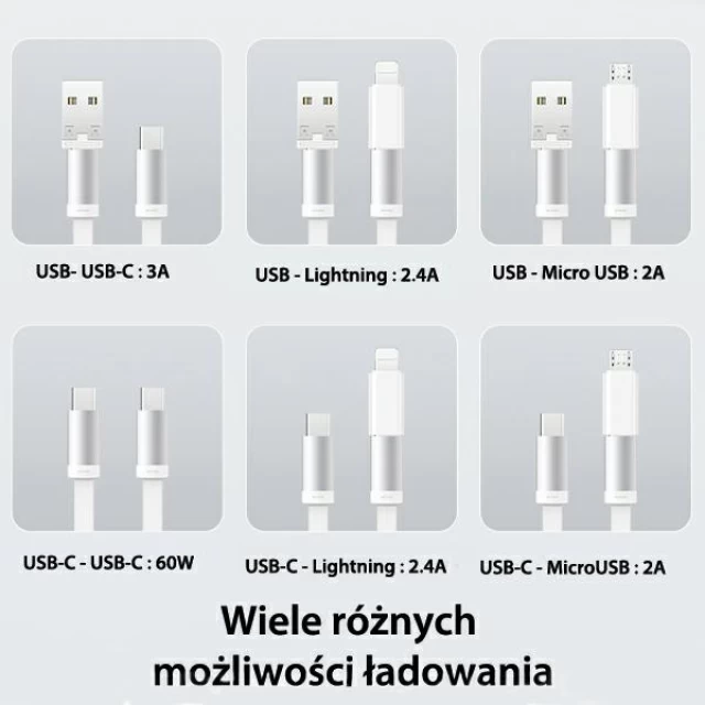 Кабель Usams US-SJ650 Pocket 3-in-1 USB-A/USB-C/Lightning/Micro-USB 60W 90cm Purple (SJ650USB03)