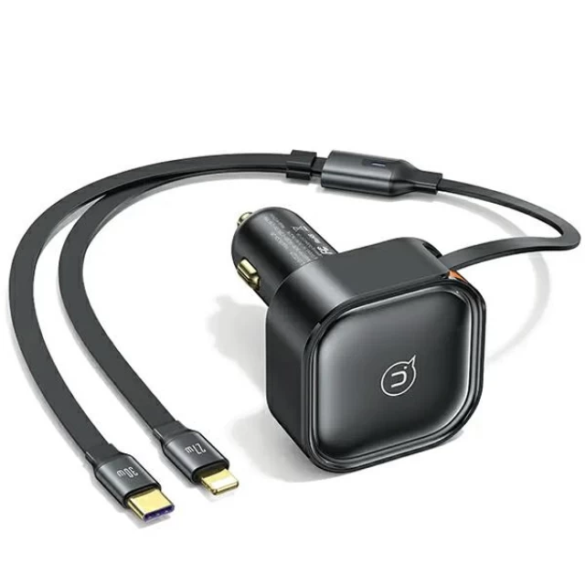 Автомобільний зарядний пристрій Usams US-CC219 C41 PD/FC/QC 30W Black with USB-C/Lightning Cable (CC219CC01)