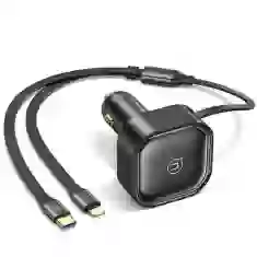 Автомобильное зарядное устройство Usams US-CC219 C41 PD/FC/QC 30W Black with USB-C/Lightning Cable (CC219CC01)