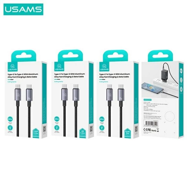 Кабель Usams US-SJ678 FC USB-C to USB-C 60W 25cm Tarnish (SJ678USB01)