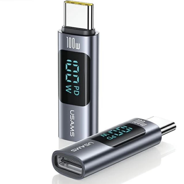 Адаптер Usams AU18 Digital Display USB-C to USB-C 100W Aluminium (SJ682TC01)