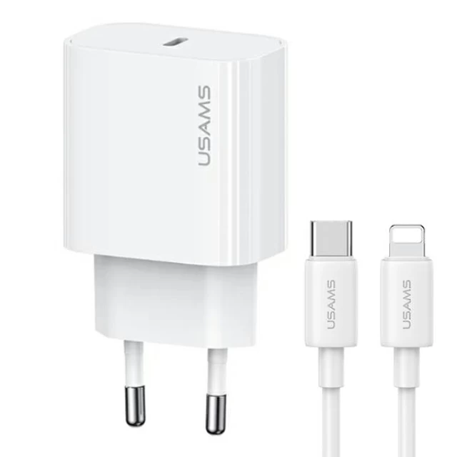 Мережевий зарядний пристрій Usams YD Series FC/PD 20W USB-C with Lightning to USB-C Cable White (OYXLTZ02)