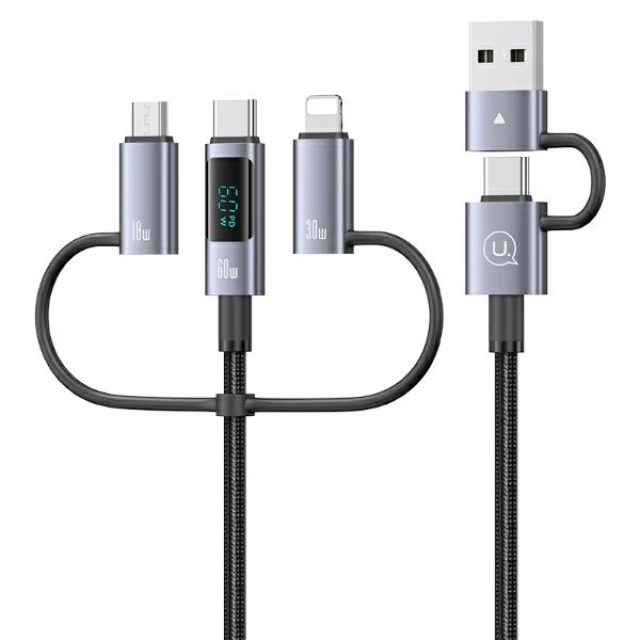 Кабель Usams Sufeng Series USB-A/USB-C to USB-C/Lightning/micro USB 60W 1.2 m Tarnish (SJ736USB01)