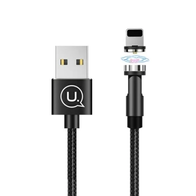 Кабель Usams US-SJ472 U59 Rotatable Magnetic FC USB-A to Lightning 2.1A 1m Black (SJ472USB01)