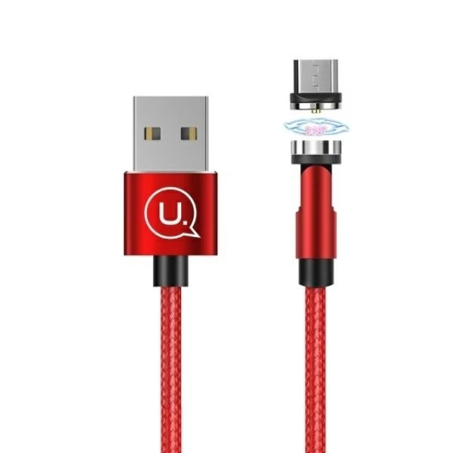 Кабель Usams US-SJ474 U59 Rotatable Magnetic FC USB-A to Micro-USB 2.1A 1m Red (SJ474USB02)