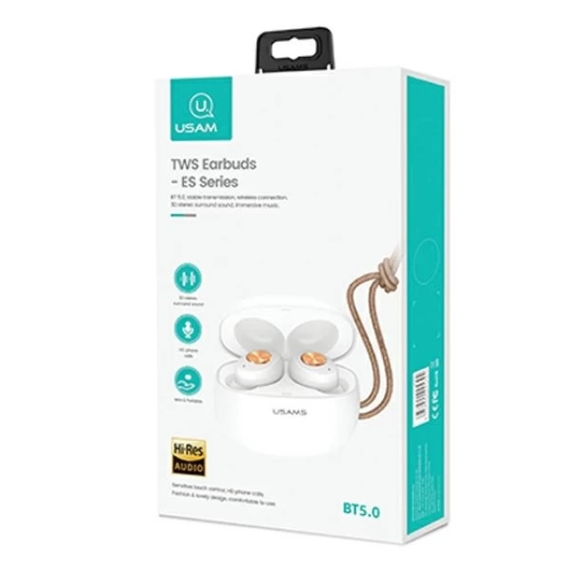 Бездротові навушники Usams ES Series TWS Bluetooth 5.0 White (BHUES01)