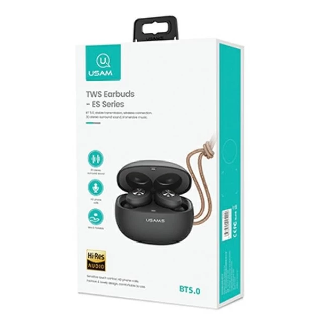 Бездротові навушники Usams ES Series TWS Bluetooth 5.0 Black (BHUES02)