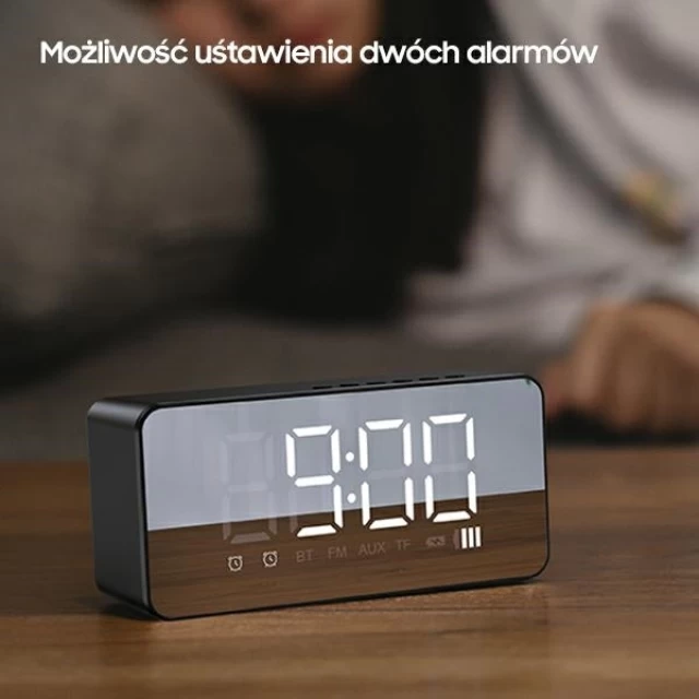 Настільний годинник Usams YX007 Multi-functional Alarm Clock/Wireless Speaker Black (YX7LY01)