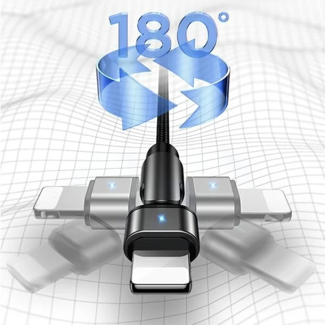 Кабель Usams US-SJ476 U60 Rotatable USB-A to Lightning 2A 1m Black (SJ476USB01)