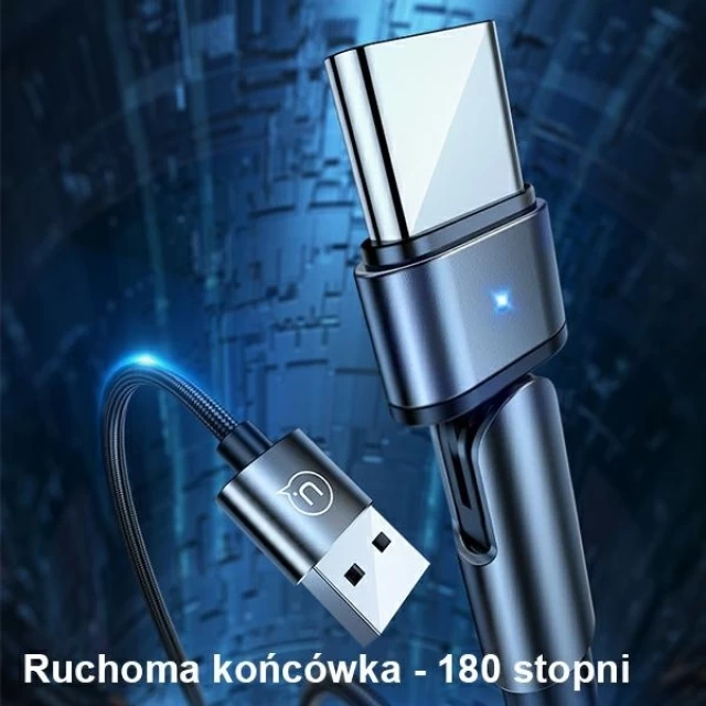 Кабель Usams US-SJ477 U60 Rotatable USB-A to USB-C 2A 1m Black (SJ477USB01)
