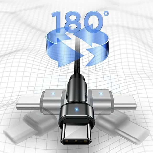 Кабель Usams US-SJ477 U60 Rotatable USB-A to USB-C 2A 1m Black (SJ477USB01)
