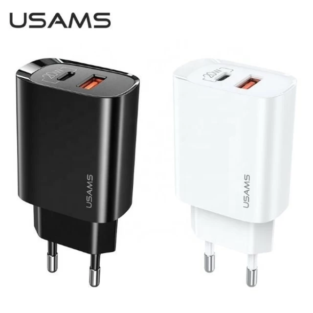 Мережевий зарядний пристрій Usams US-CC121 T35 PD/QC 20W USB-C | USB-A Black (CC121TC02)