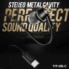 Наушники Usams EP-43 Stereo Earphones Metal with USB-C cable Black (HSEP4301)