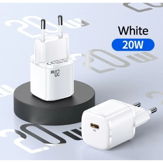 Сетевое зарядное устройство Usams US-CC124 T36 mini PD 20W USB-C White (CC124TC02)