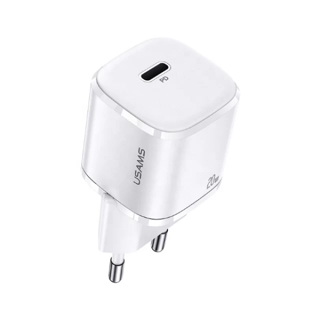 Сетевое зарядное устройство Usams US-CC124 T36 mini PD 20W USB-C White (CC124TC02)