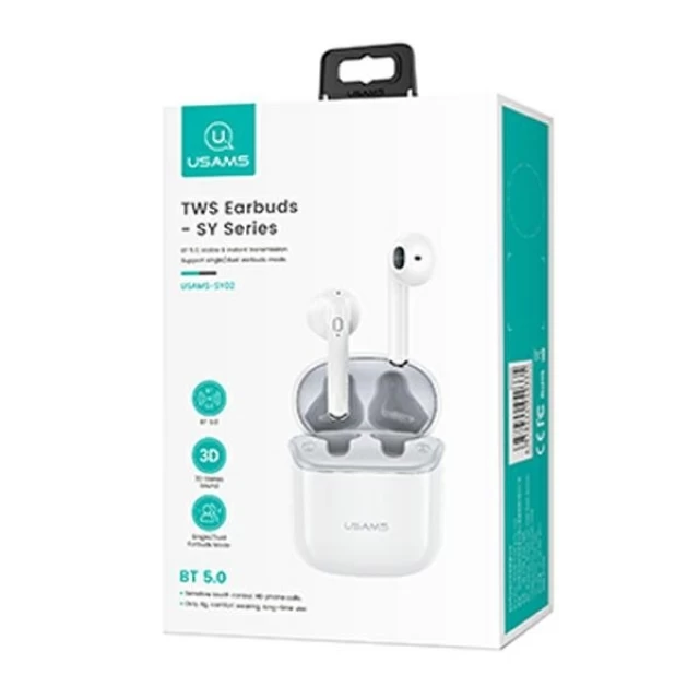 Беспроводные наушники Usams SY02 TWS Bluetooth 5.0 White (BHUSY01)