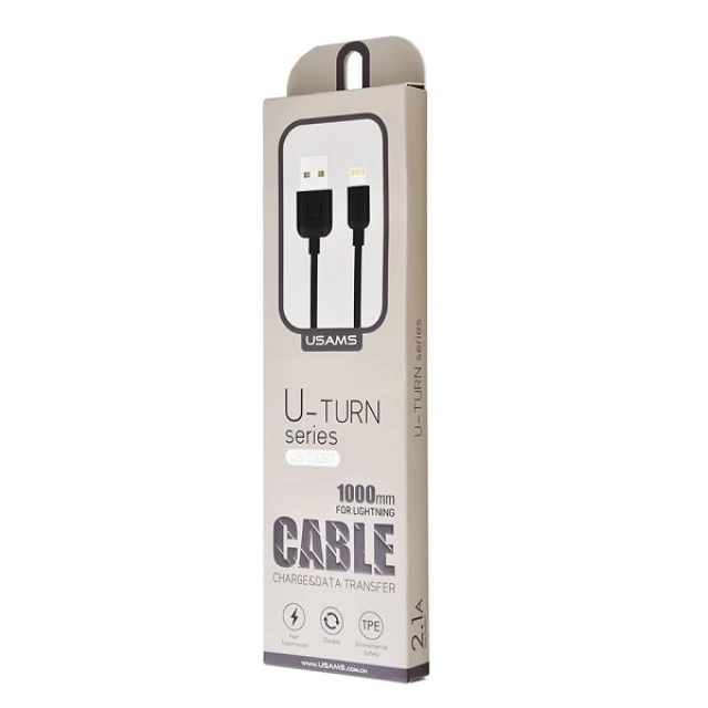 Кабель Usams US-SJ097 U-Turn USB-A to Lightning 2A 1m Black (IPUSBXD01)