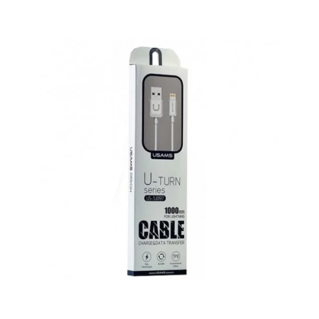 Кабель Usams US-SJ097 U-Turn USB-A to Lightning 2A 1m White (IPUSBXD02)