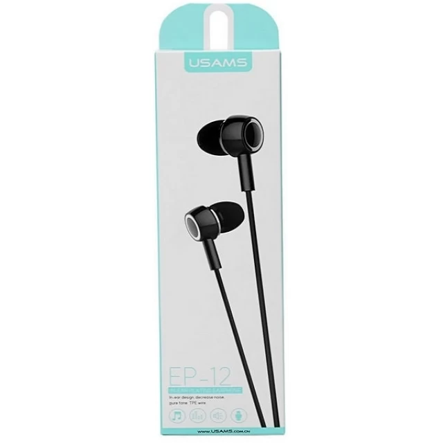 Навушники Usams EP-12 Stereo Earphones 3.5mm Black (HSEP1201)