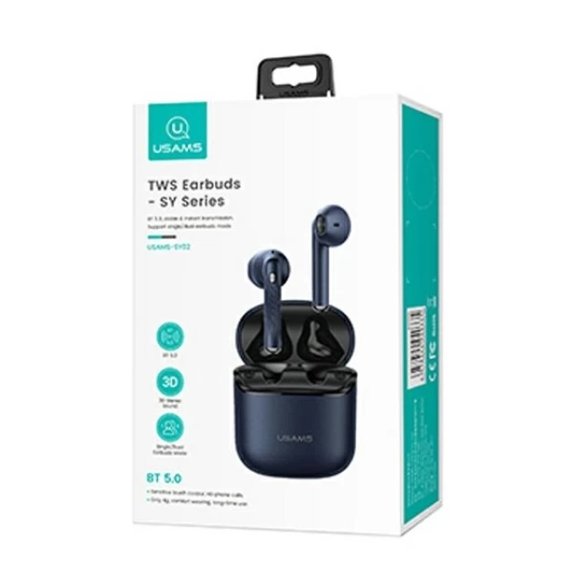 Бездротові навушники Usams SY02 TWS Bluetooth 5.0 Blue (BHUSY02)
