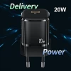 Мережевий зарядний пристрій Usams T36 mini PD 20W USB-C Black with USB-C to Lightning Cable (XFKXLOGTL01)