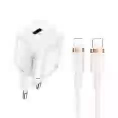 Сетевое зарядное устройство Usams T36 mini PD 20W USB-C White with USB-C to Lightning Cable (XFKXLOGTL02)