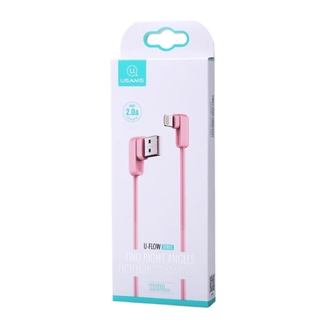 Кабель Usams US-SJ165 U-flow USB-A to Lightning 2A 1.2m Pink (IPUSBCY03)