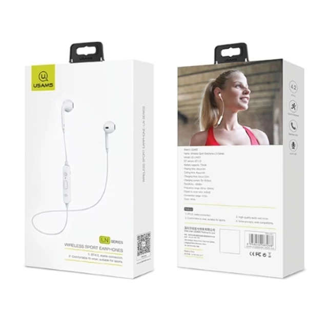 Беспроводные наушники Usams LN Series Stereo Bluetooth White (BHULNO1)