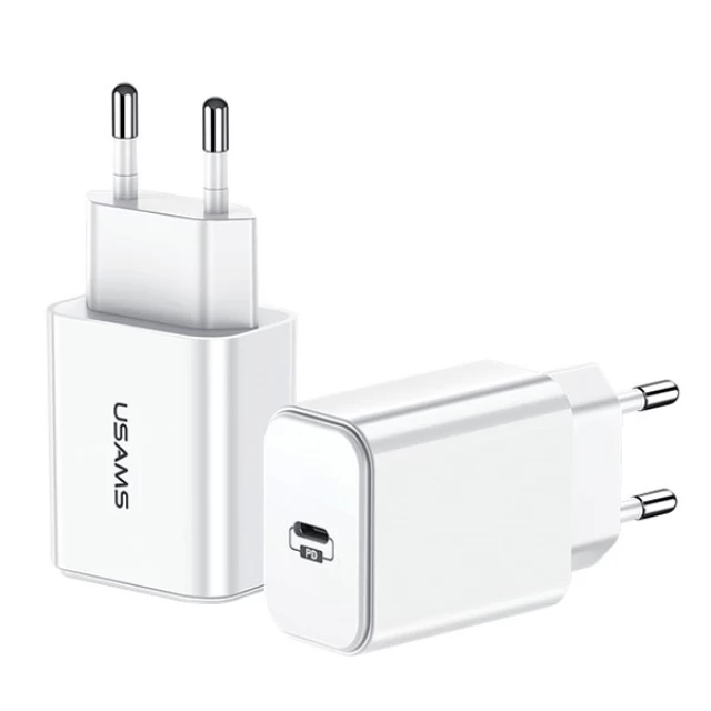 Мережевий зарядний пристрій Usams T14 FC/PD 18W USB-C White (CC69TC01)