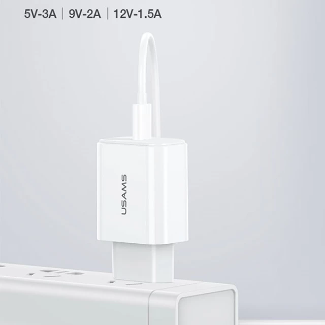 Мережевий зарядний пристрій Usams T14 FC/PD 18W USB-C White (CC69TC01)