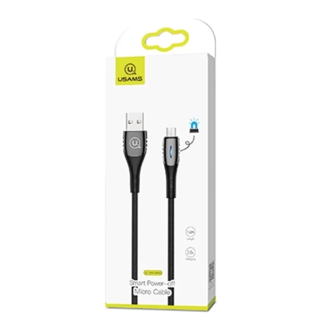 Кабель Usams US-SJ346 U-Tone Power-off FC USB-A to Micro-USB 2A 1m Black (SJ346USB01)