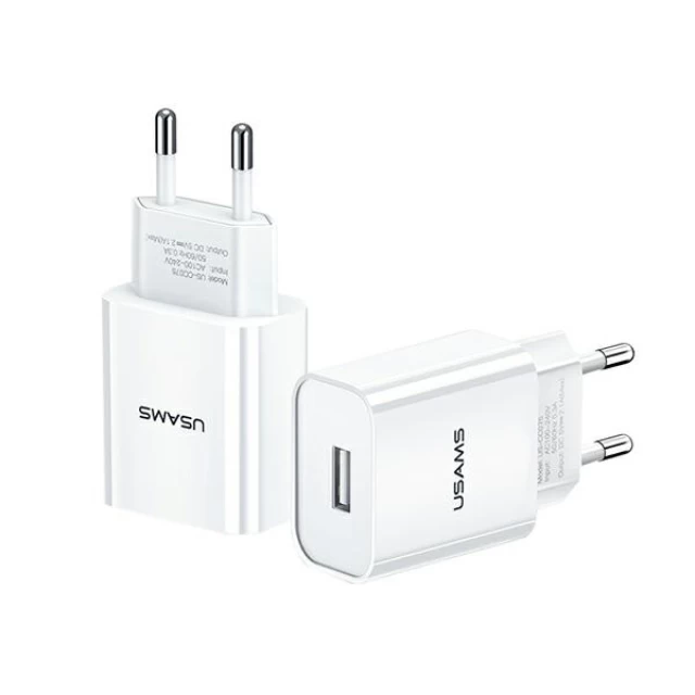 Сетевое зарядное устройство Usams T18 2.1A USB-A White (CC075TC01)