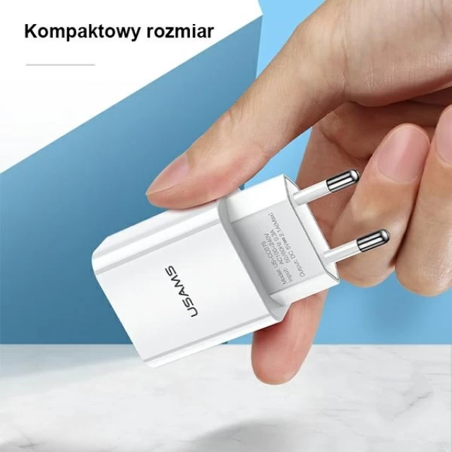 Мережевий зарядний пристрій Usams T18 2.1A USB-A White (CC075TC01)