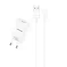 Мережевий зарядний пристрій Usams T21 2.1A USB-A White with USB-A to Lightning Cable (T21OCLN01)
