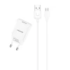 Сетевое зарядное устройство Usams T21 2.1A USB-A White with USB-A to micro USB Cable (T21OCMC01)