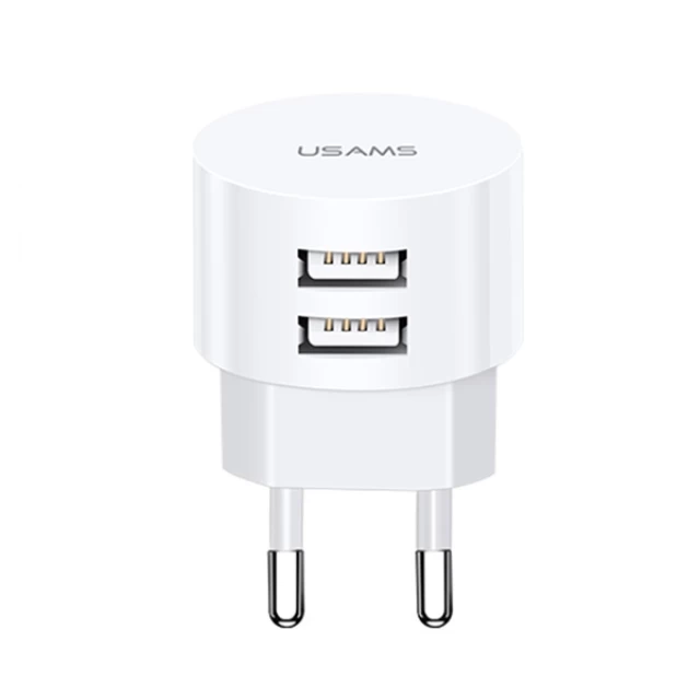 Сетевое зарядное устройство Usams US-CC080 T20 2xUSB-A 2.1A White (CC80TC01)