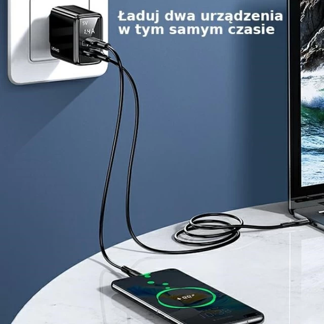 Мережевий зарядний пристрій Usams US-CC133 T40 PD/QC 20W USB-C | USB-A Black (CC133TC01)